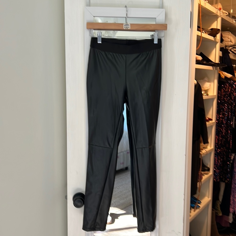 Black faux leather leggings